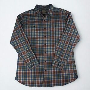 LL Bean Scotch Tartan Plaid Flannel Shirt Mens L Tall Slightly Fitted Button Up